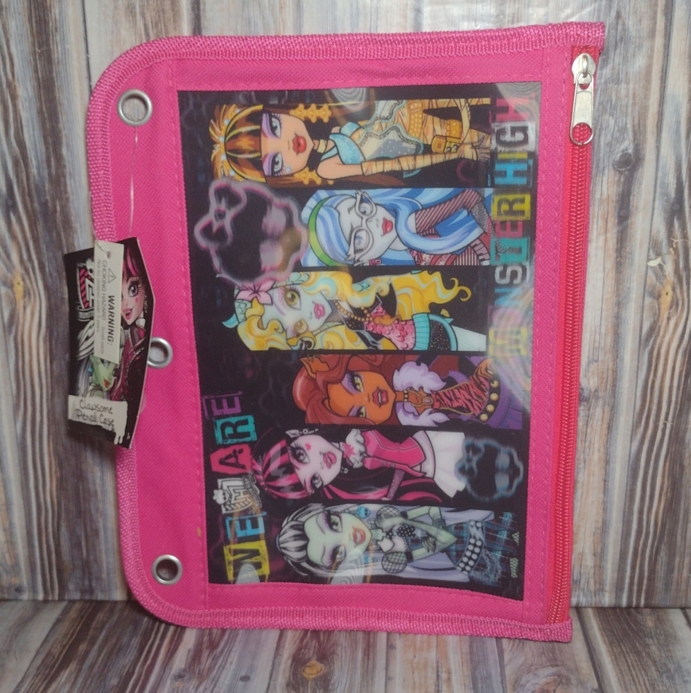 Monster High Pink Zippered Pouch with Character Design